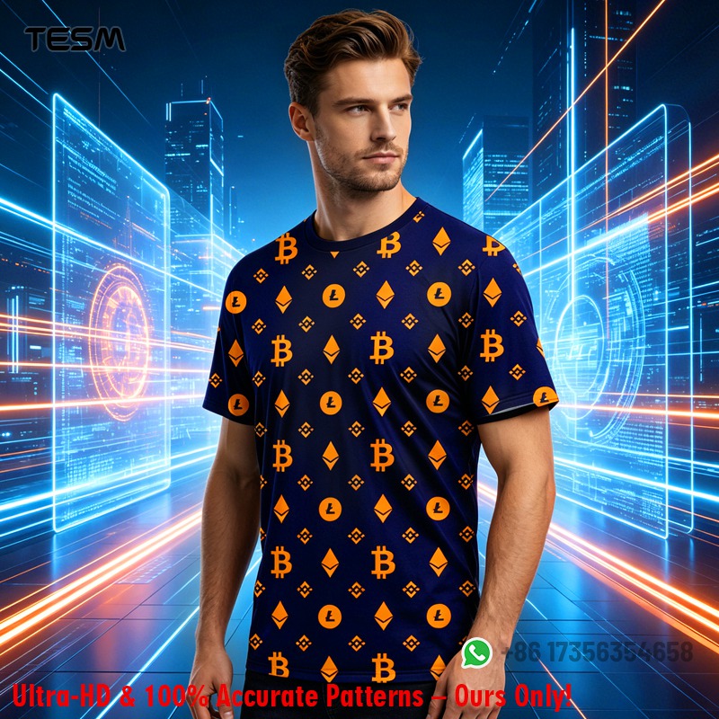 Office Tech Wear - Męska koszulka z nadrukiem Crypto Pattern