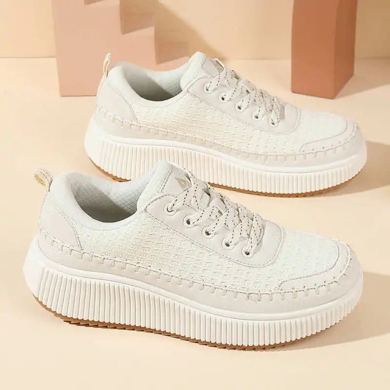 Tech Office Wear Women - Brązowe buty damskie mieszkania jesienne buty