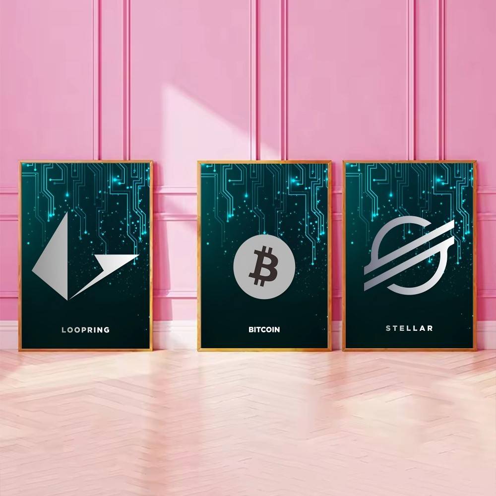 Plakat z symbolem kryptowalut, – Office Tech Logo recenzja i cena