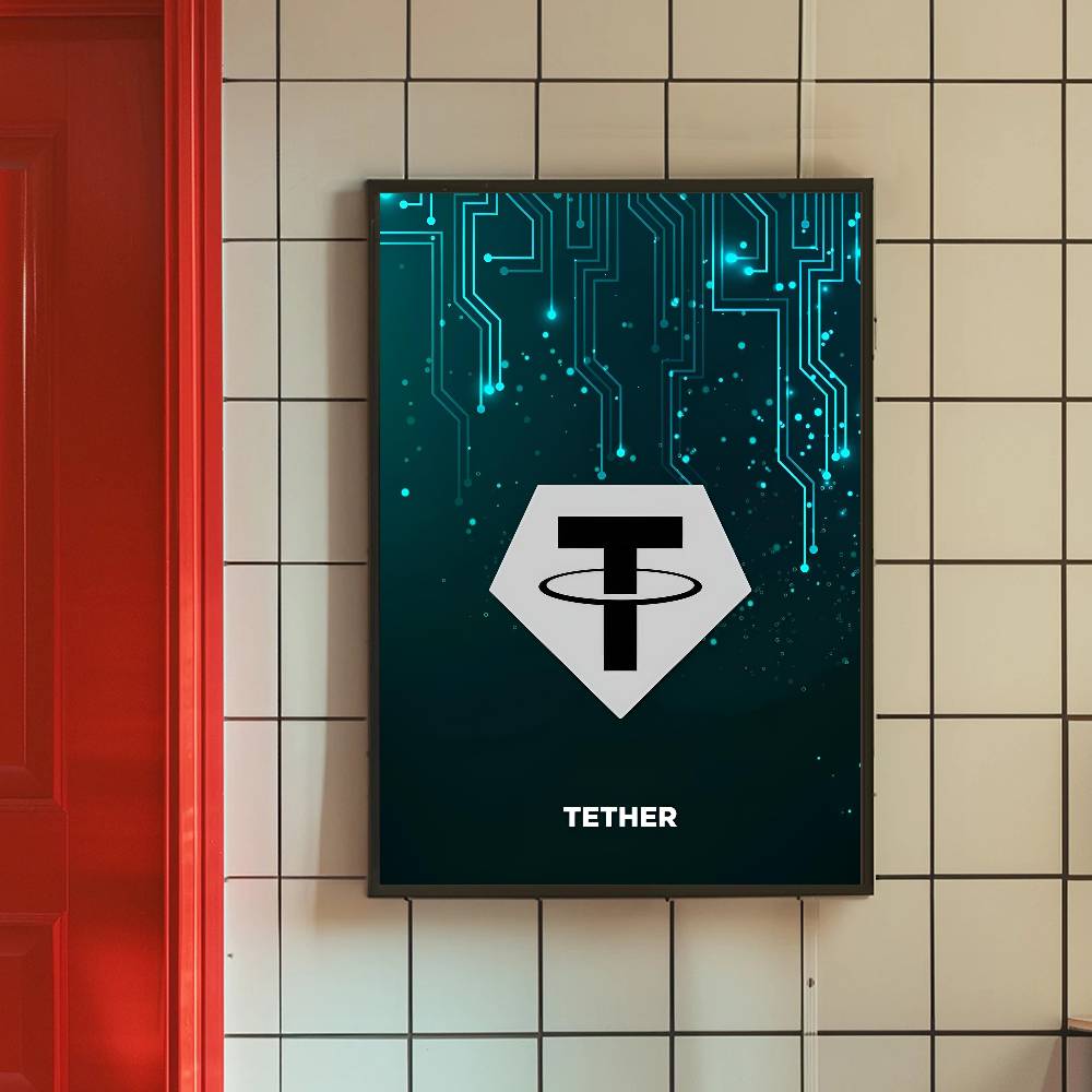 Plakat z symbolem kryptowalut, – Office Tech Logo recenzja i cena